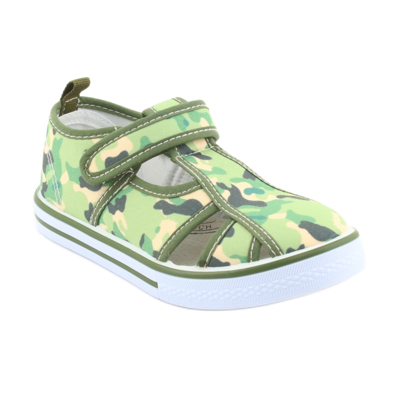 Zapatos infantiles American Club con velcro verde camuflaje TEN 27/19 marrón gris 1