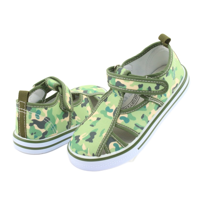 Zapatos infantiles American Club con velcro verde camuflaje TEN 27/19 marrón gris 4