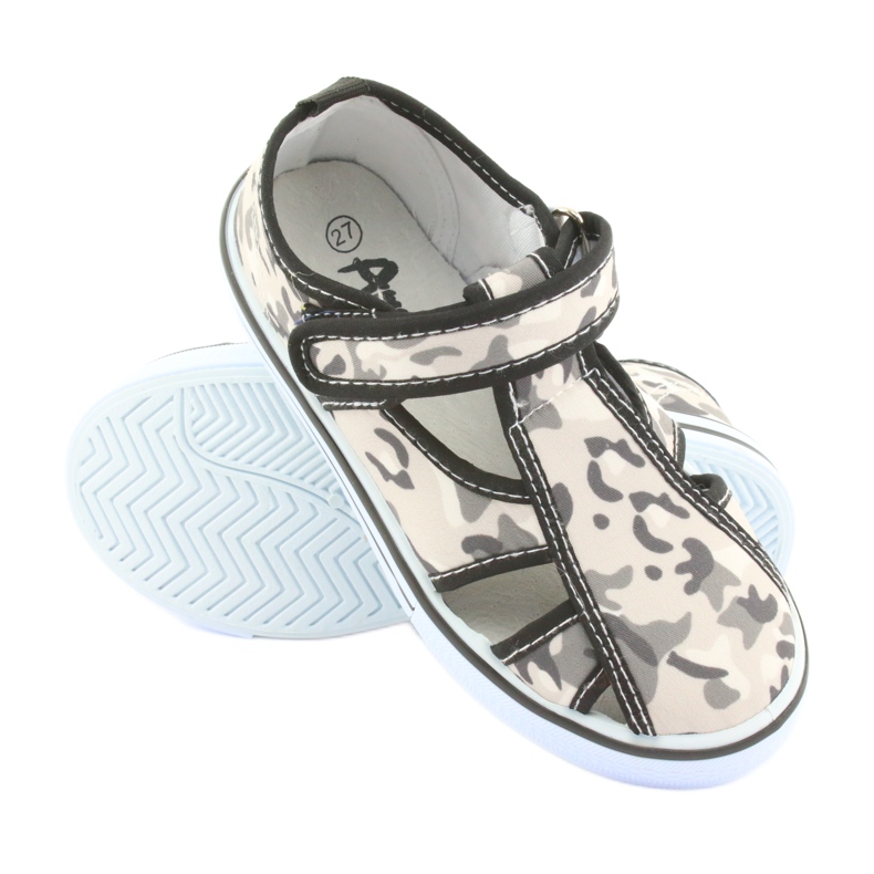 Zapato infantil American Club con plantilla de piel Velcro blanco marrón negro gris 3