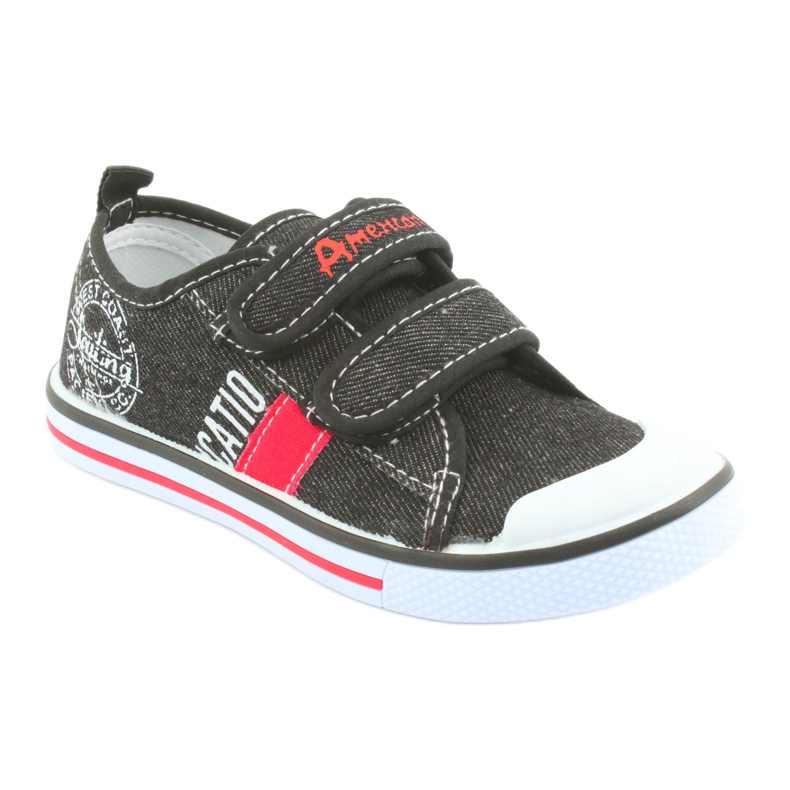 Zapatillas American Club jeans negros con velcro blanco rojo 1
