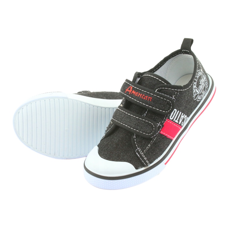 Zapatillas American Club jeans negros con velcro blanco rojo 3