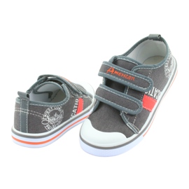 Zapatillas American Club jeans grises con velcro blanco naranja 4