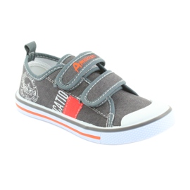 Zapatillas American Club jeans grises con velcro blanco naranja 1