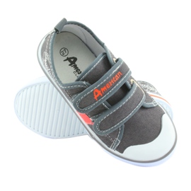 Zapatillas American Club jeans grises con velcro blanco naranja 3