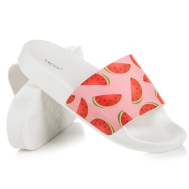 Vices Pantuflas de sandía blanco rojo rosado 4