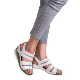 Goodin Sandalias de cuña cómodas blanco gris 1