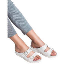 Goodin Pantuflas Con Hebilla blanco gris 5
