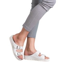 Goodin Pantuflas Con Hebilla blanco gris 6