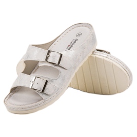 Goodin Pantuflas Con Hebilla blanco gris 3