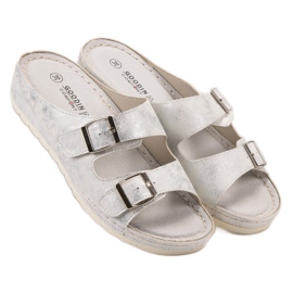 Goodin Pantuflas Con Hebilla blanco gris 4