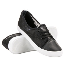 Mckeylor Tenis bajos de encaje negro 1