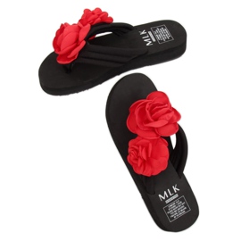 Negro TS-33 Chanclas negras rojo 3