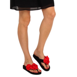 Negro TS-33 Chanclas negras rojo 2