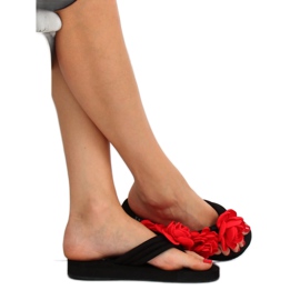 Negro TS-33 Chanclas negras rojo 1
