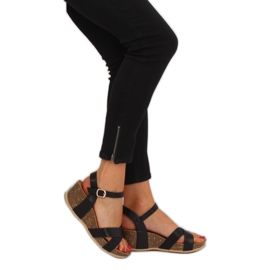 Sandalias negras con cuña 1058 Negro 1