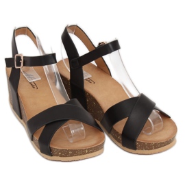 Sandalias negras con cuña 1058 Negro 3