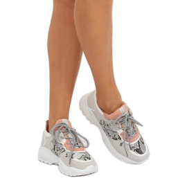 Zapatillas deportivas de piel de serpiente gris BL170P rosado 2