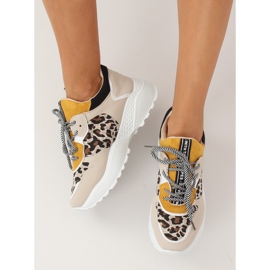 BL170P Calzado deportivo beige con estampado de leopardo marrón amarillo 2