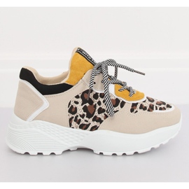 BL170P Calzado deportivo beige con estampado de leopardo marrón amarillo 4