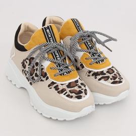BL170P Calzado deportivo beige con estampado de leopardo marrón amarillo 5