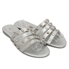 Pantuflas plateadas de mujer DD83P Silver gris 1