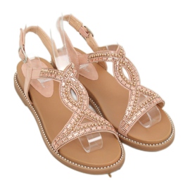 Sandalias decoradas con rosa LC-802 Pink rosado 1