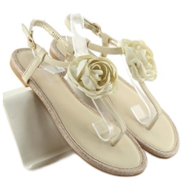 Chanclas con flor beige T314P Beige 5