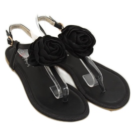 Sandalias negras con flor T314P Negro 3