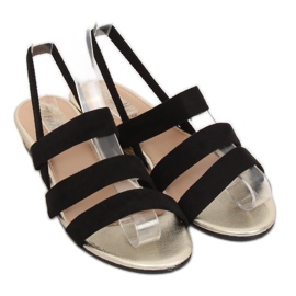 Black SM007 Sandalias alpargatas negras negro 1