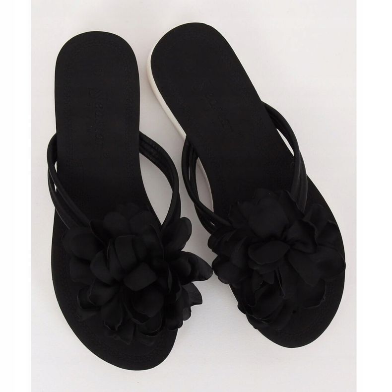 Chanclas negras con flor CK103 Negro 1 Chanclas negras con flor CK103 Negro 1