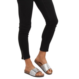 Pantuflas plateadas plateadas para mujer PK44491 Plateadas gris 2