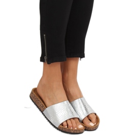 Pantuflas plateadas plateadas para mujer PK44491 Plateadas gris 1