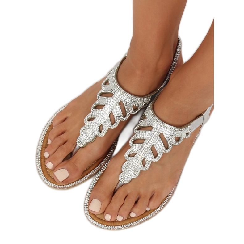 Chanclas plateadas con piedras ZY172 Plata gris 2