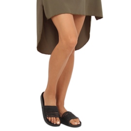 Black G301 Pantuflas negras con abalorios negro 2