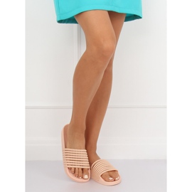 Pink G301 Pantuflas rosas con abalorios 2