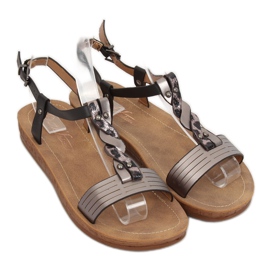 Sandalias de mujer negras TS-7 Black negro gris 3