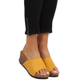 Amarillo GU56 Pantuflas cuña amarillas 3