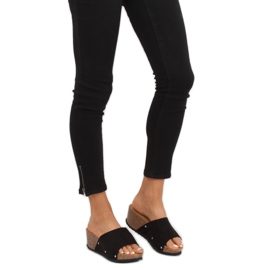 Black GU56 Pantuflas cuña negras negro 1 Black GU56 Pantuflas cuña negras negro 1