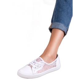 Mckeylor Tenis bajos de encaje blanco 4