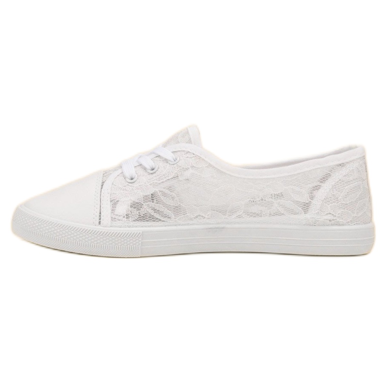Mckeylor Tenis bajos de encaje blanco 1