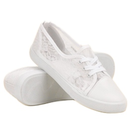 Mckeylor Tenis bajos de encaje blanco 2