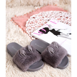 Vinceza Pantuflas grises con piel 6