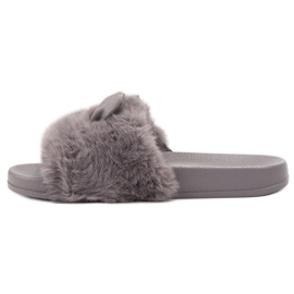 Vinceza Pantuflas grises con piel 3