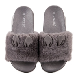 Vinceza Pantuflas grises con piel 5