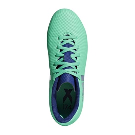 Botas de fútbol Adidas X 17.4 FxG Jr CP9014 azul verde 1