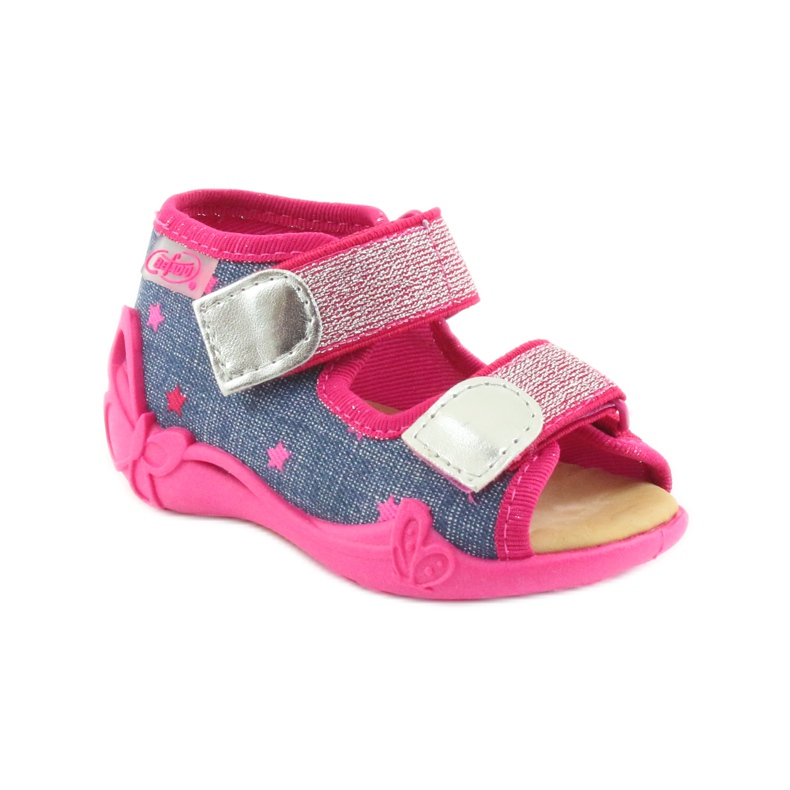 Sandalias befado pantuflas, plantilla de piel azul rosado 1