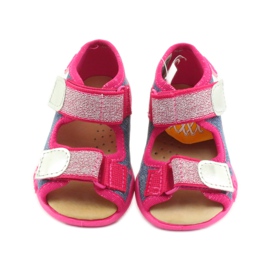 Sandalias befado pantuflas, plantilla de piel azul rosado 3