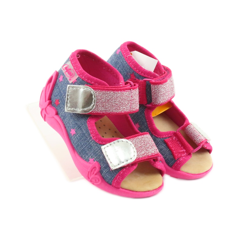 Sandalias befado pantuflas, plantilla de piel azul rosado 4