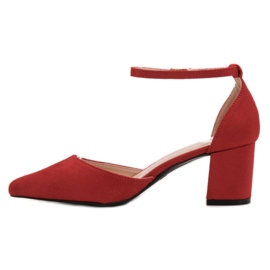 Small Swan Zapatos de tacón abrochados con hebilla rojo 3