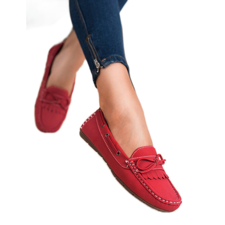 SHELOVET Mocasines con lazo rojo 2